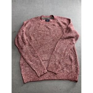 Abercrombie Fitch Mens Knit Sweater Red Marl Raglan Crew Neck Size L